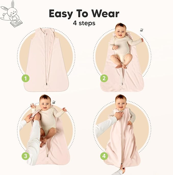 2-Pack Baby Sleep Sacks,Zipper Wearable Blanket - 0.5TOG Organic Cotton, Lightweight,Soft Cozy Toddler Sleeping Sack 12-24 months, Easy to Wear Large Newborn Transition Swaddles Sleepsacks (Mist Rose)