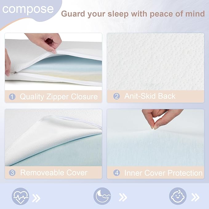 NeoBorn Baby Bassinet Mattress Pad, 35" x 20" Dual Sided Comfort Gel Memory Foam Mattress with Removable Breathable Soft Tencel Cover Fit for ANGELBLISS/AMKE/Bellababy/Yamesmile Baby Bassinet