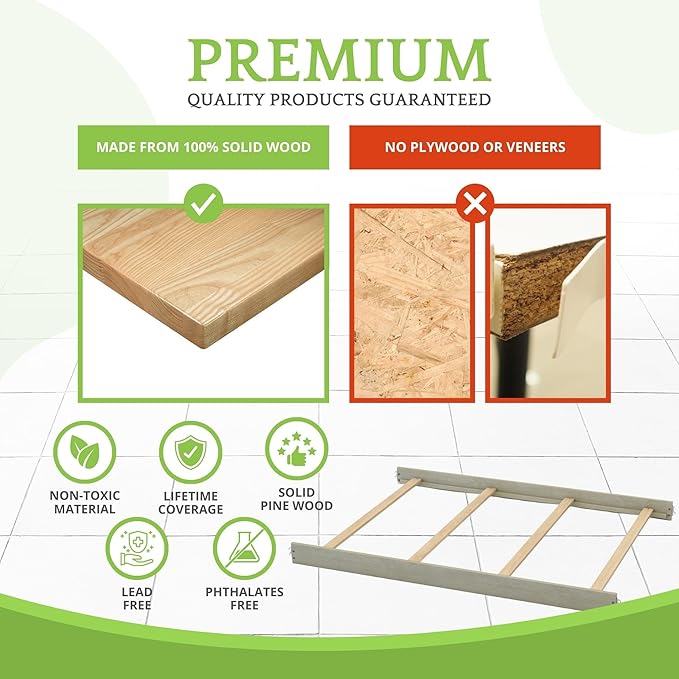 Full-Size Conversion Kit Bed Rails for Evolur Cribs - Solid Wood Crib Convertible Kit to Kids Bed - Transitional Style Rails & Easy-to-Install Child Essentials for Safety (Antique Bronze or Pewter)
