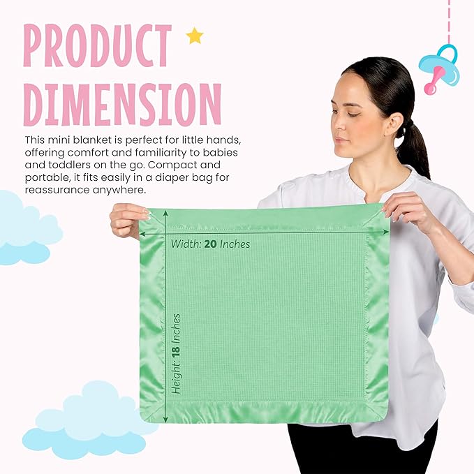 Thermal Waffle Knit Baby Blanket - Soft Breathable Mini Blanket for Newborns and Infants - Toddler Blankey for Strollers, Travel, Naptime, Nursery and More - 18" x 20" (Mint, Satin Trim)