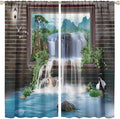Waterfall Blackout Window Curtains, Tropical Rainforest Jungle Plants Forest Wild Nature Landscape Window Drapes, for Living Room Bedroom 72x63in 2 Panels