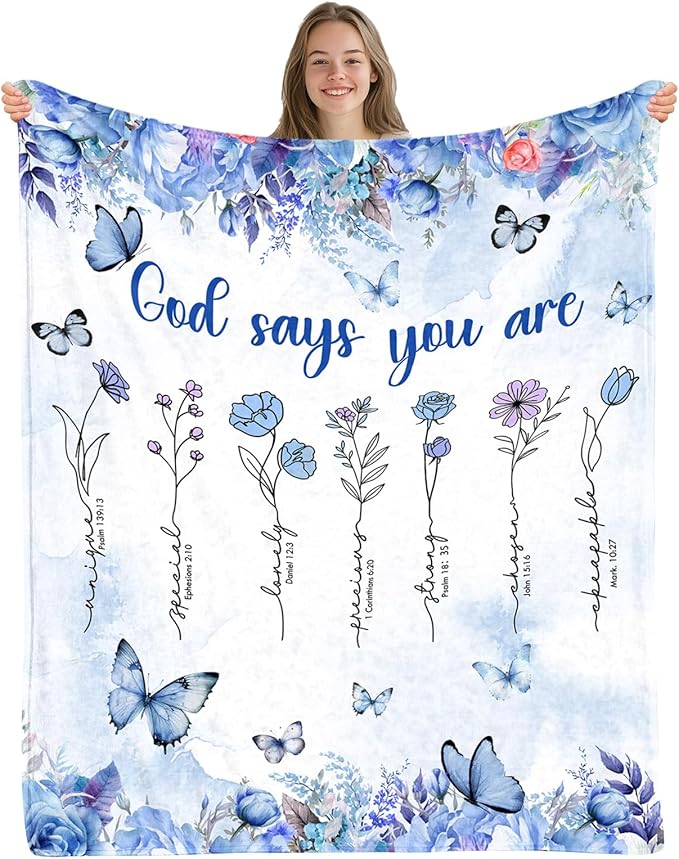 Christian Gifts for Women, Religious Gifts for Mothers Day Christmas Thanksgiving, Bible Blanket for Girl, Baptism Faith Based Spiritual Gifts for Women, Christian Stuff, 50"x60"