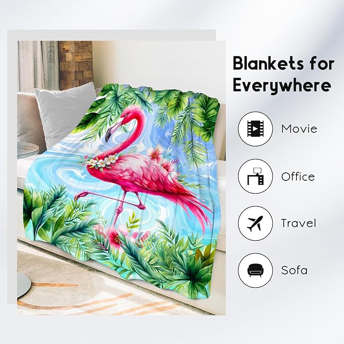 Girls Blanket Flamingo Blankets Gifts - Flannel Soft Throws for Room Decor/Couch/Office - 40"x50"
