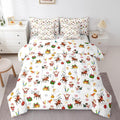 Christmas Kids Bed Set Cute Snowman Santa Claus Bed in a Bag Boys Girls Cute Reindeer Comforter Set with Sheets Christmas Bells Cartoon Design Bedding Set Bedroom Collection Full Size