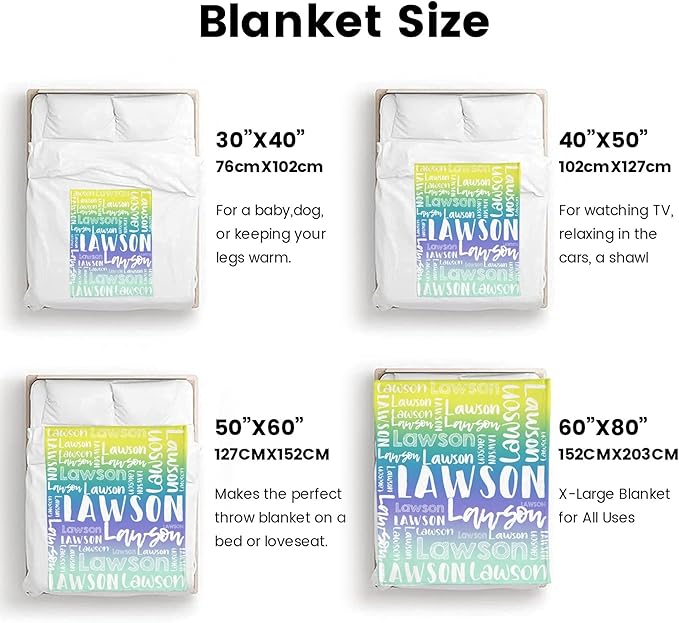 Dr.TOUGH Personalized Blankets with Name Customized Baby Blankets for Girls Boys Adults Monogrammed Blankets and Throws Christmas Birthday Mothers Valentines Day Gift (Z-Colorful 03, 40''×50'')