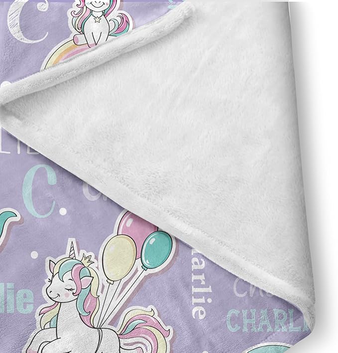Custom Crib Bedding Set - Magical Horse Design Personalized Name Baby Nursery Bedding 3 Pcs Set - Chic Soft Blanket, Sheet, Pillowcase for Newborns Boys Girls Gifts Color17