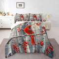 jejeloiu Kids Red Cardinal Comforter Set Twin Size Christmas Theme Bedding Set for Boys Girls Teens Xmas Birds Winter Rustic Country Farm Animal Duvet Quilt Room Decor
