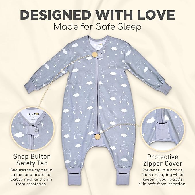Mama Cheetah Toddler Sleep Sack with Feet, Long Sleeve 0.5 TOG Organic Cotton Baby Sleeping Bag with Legs, Wearable Blanket for Walkers w/ 2-Way Zipper, Toddler Blanket for Girls & Boys 2T