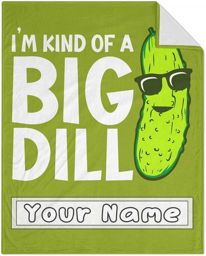 Custom Pickle Throw Blanket for Women Men - 60x80 Inches Twin Size - Soft Fluffy Cozy Blankets Gift - Green Funny Blanket Throws for Bed, Sofa, Winter