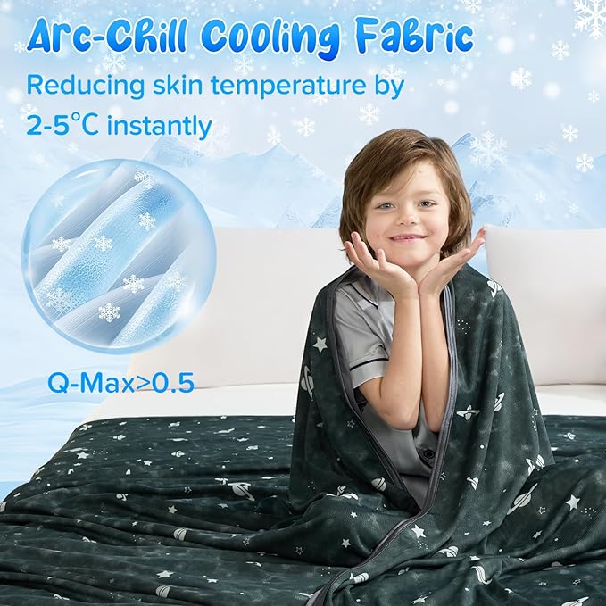 LUXEAR Cooling Glow in The Dark Star Cosmic Blanket for Boys Girls - Gift Throw Keep Child/Adults Cool All Night - Soft Breathable Summer Blanket for Bed Sofa -79x86in