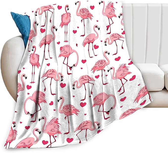 Flamingo Pink Throw Blanket for Kids & Adults - Soft, Warm, Cozy Fleece for Couch, Sofa, Bed - 50"x60"