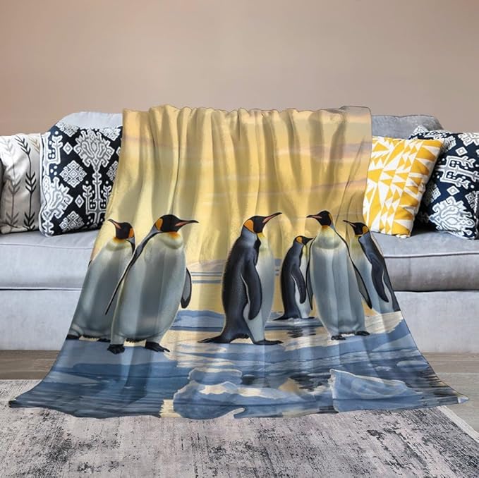 Penguin Blanket Antarctic Penguins Gifts for Girls Boys Woman Kids Penguin Lover Throw Blankets Soft Blanket Warm Fleece Flannel Plush Blankets for Bed Sofa Couch 50"x60"