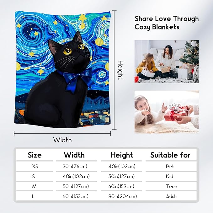Kids Blanket - Cat Blankets for Cat Lovers - Lightweight Flannel Soft Cute Throws Gifts for Room Decor/Office/Sofa - 40"x50"