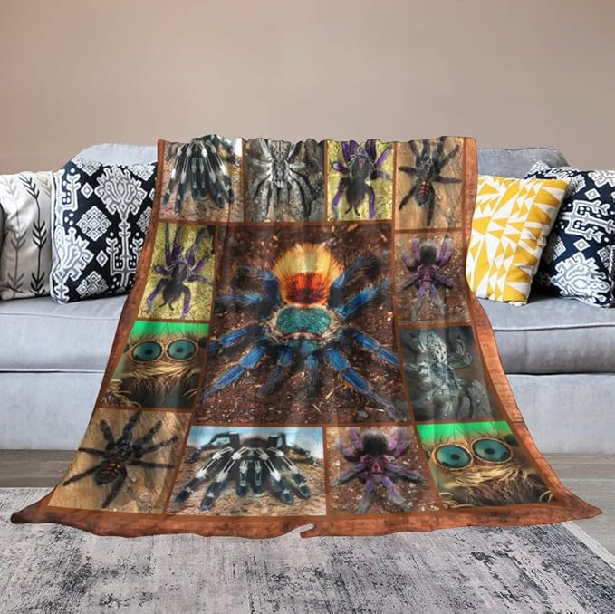 Tarantula Spider Blanket Gifts for Tarantula Lovers Tarantula Throw Blanket for Men Women Kids Adults Soft Warm Cozy Fleece Blanket for Couch Sofa Bed 60"x80"
