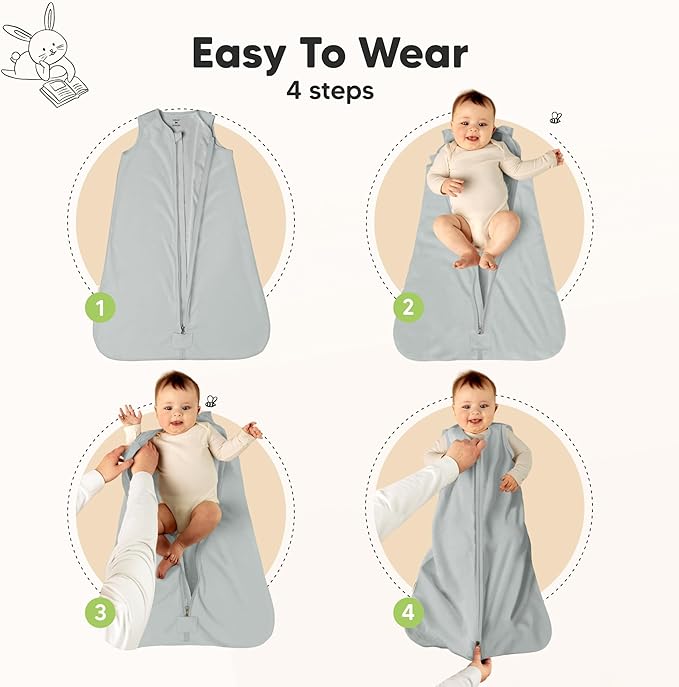 2-Pack Baby Sleep Sacks, Zipper Wearable Blanket - 0.5TOG Organic Cotton, Lightweight, Soft Cozy Infant Sleeping Sack 3-6 months, Easy to Wear Small Newborn Transition Swaddles Sleepsacks (Toasty)