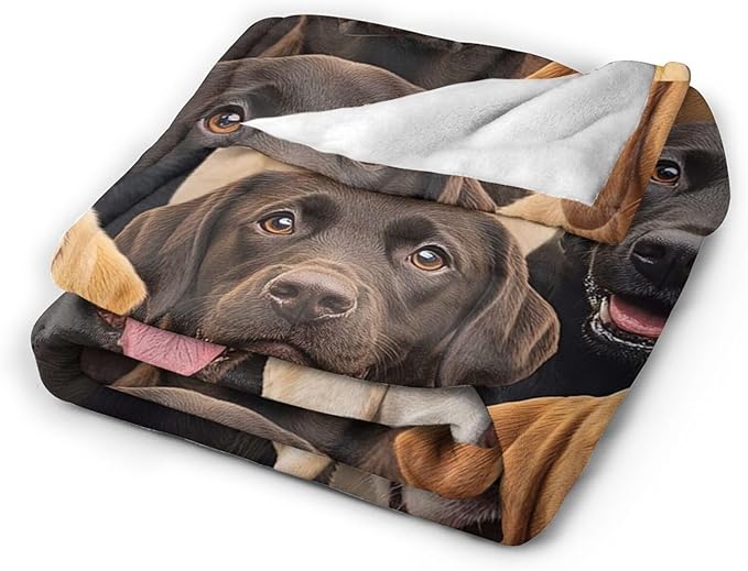Labrador Blanket for Girls Boys Chocolate Retriever Throw Blankets Soft Cozy Warm Fuzzy Fleece Bedding Flannel Dog Throws Stuffed Animal Gifts for Labrador Lovers Kids Men Women Bedroom Decor 60"x50"