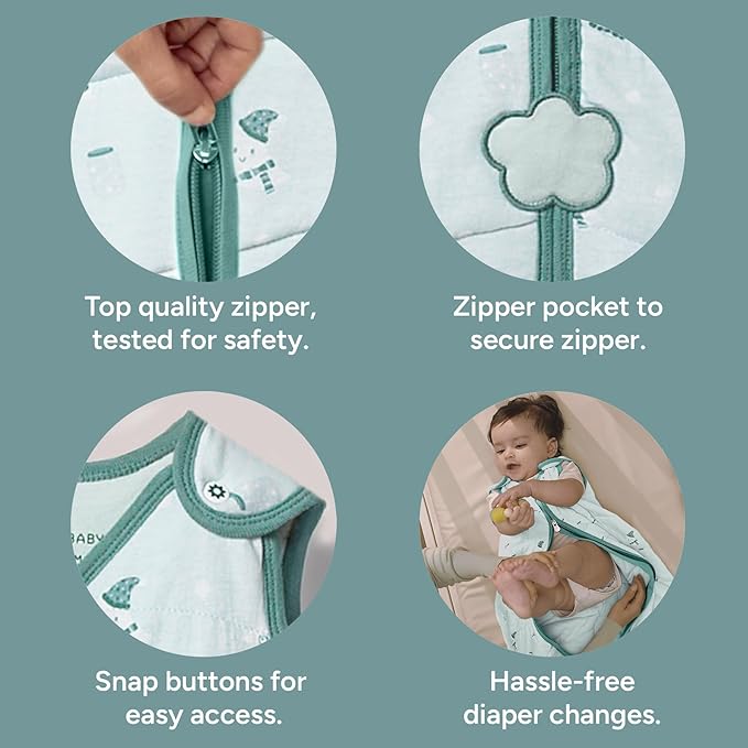 1.5 TOG Sleep Sack - Premium Organic Cotton, Soft, Breathable, Wearable Blanket for Newborns, Infants & Toddlers (6-12 Months), Unisex Baby Sleeping Bag, Gifts for Babies