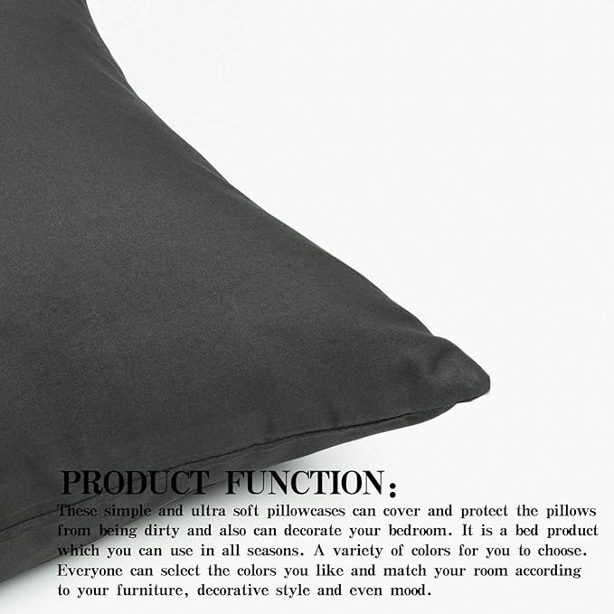 NTBAY Zippered Toddler Pillowcases Set of 2, 100% Brushed Microfiber 13x18 Pillowcases, Super Soft and Cozy Travel Kids Nursery Pillow Cases, 13x18 Inches, Dark Grey
