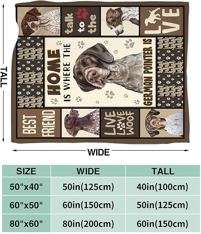 Tijuboni German Shorthaired Pointer Throw Blanket Dog Gifts for Girls Boys Women Men Kids Adults Soft Flannel Fleece Blanket for Couch Sofa Bed Home Decor 60"x80"