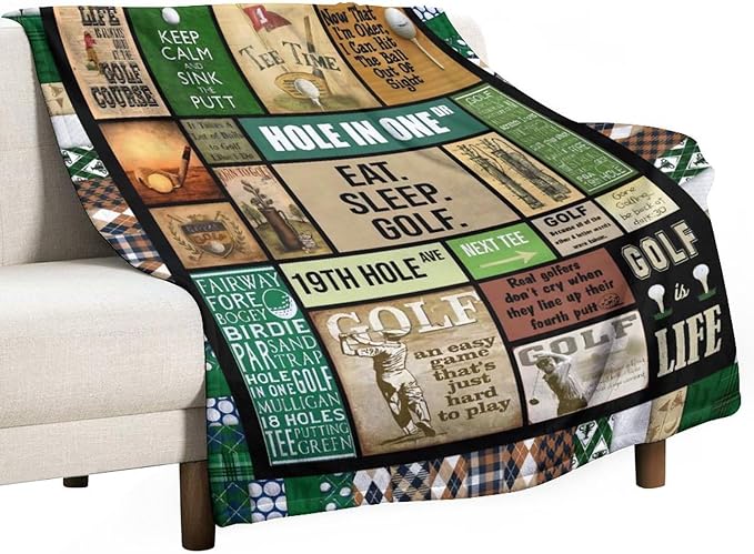 Golf Blanket Gifts for Golf Lovers Golf Throw Blanket for Women Men Adults Soft Warm Cozy Fleece Blanket for Couch Sofa Bed 50"x60"