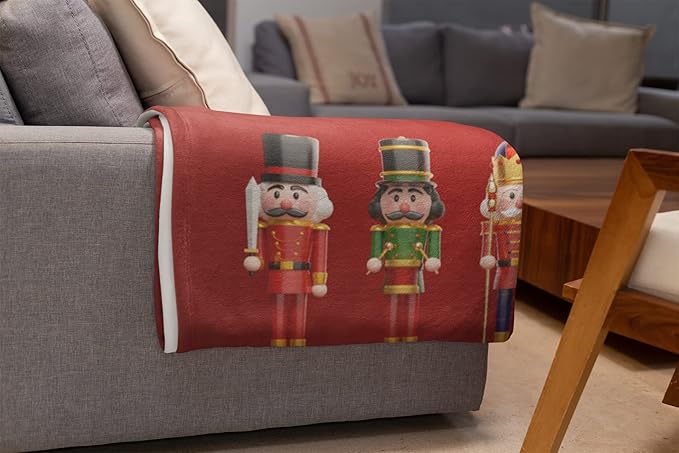 Personalized Nutcracker Gift | Christmas Blanket | Sherpa Plush Sofa Throw | Christmas Throw | Holiday Decor | Nutcracker Figure | Fuzzy Christmas Blankets | Super Soft Blanket (Sherpa 50x60)