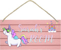 Personalized Name's Pretty Color-haired unicorn & castle Nursery Kid's Children's Girls Bedroom Door Sign Wood Plaque Sign Wall Decor Gift