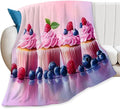 Tijuboni Pink Cupcakes Throw Blanket Dessert Gifts for Girls Women Boys Men Kids Adults Soft Flannel Fleece Blanket for Couch Sofa Bed Home Decor 50"x60"