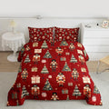 jejeloiu Xmas Nutcracker Comforter Set King Size Christmas Red Bedding Set for Kids Boys Girls Cute Snowflakes Duvet Quilt Bedroom Decor