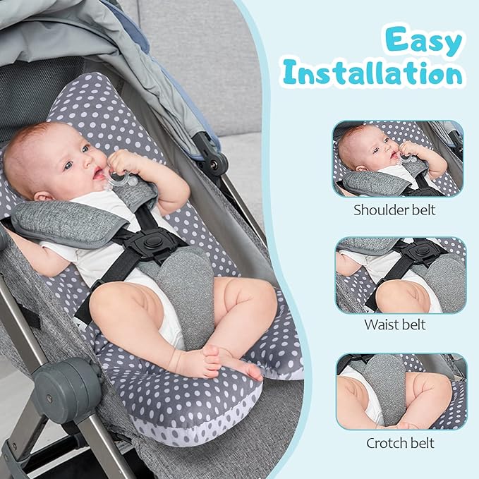 Baby Seat Pad Liner for Stroller, Universal Stroller Cushion Pad for Baby Soft and Breathable 3D Air Mesh Cotton Stroller Liner Insert Car Seat Insert (Dots)