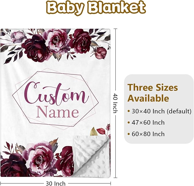 Custom Name Crib Bedding Set, 3 Pcs Personalized Baby Crib Bedding Set, Soft Red Rose Nursery Crib Sets for Boys Girls, Double Layer Toddler Bedding Set Customized Gifts for Newborn Kids