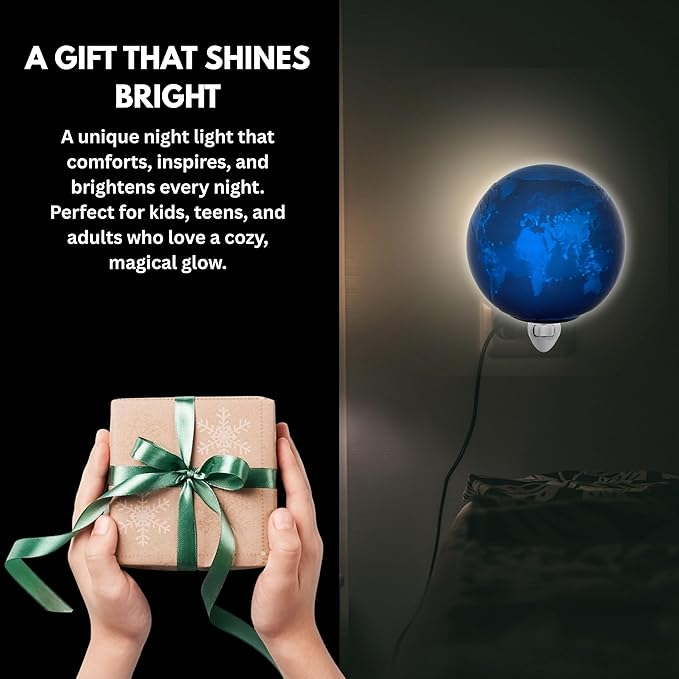 Earth Night Lights | 6" Earth Night Lamp LED Light | 3D Solar System NightLight, Planet Home Décor, Space Nursery, Globe Lamp Kids Room, Space Gift, Birthday Gifts, Bedroom Decorations