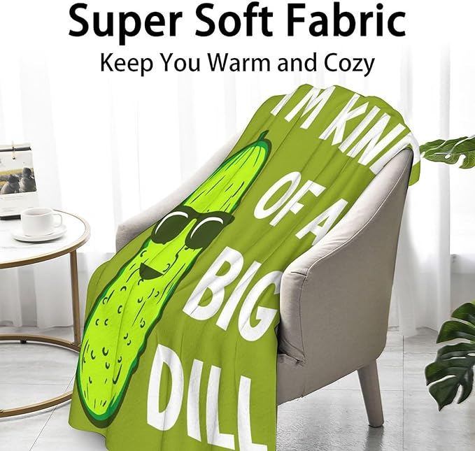 Pickle Throw Blanket for Women Men - 60x80 Inches Twin Size - Soft Fluffy Cozy Blankets Gift - Green Funny Blanket Throws for Bed, Sofa, Winter