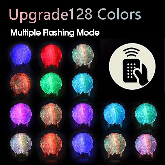 CPLA Galaxy Moon Lamp Upgrade 128 Colors, 3D Night Light Gifts for Girls Boys Kids Women Birthday, Remote and Touch Control, Diameter 5.9 inch