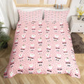 Feelyou Christmas Bedding Set for Kids Boys Girls Cute Santa Claus Comforter Cover Set Cartoon Xmas Theme Duvet Cover Bedroom Decor Pink Dreamy Heart Bedspread Cover Full Size Bedding Collection 3Pcs