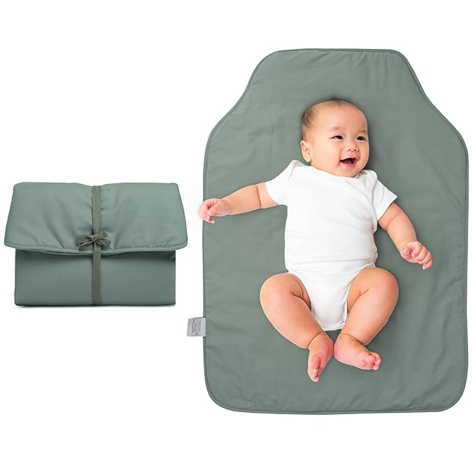 Natemia Baby Portable Diaper Changing Pad - Oeko-TEX Percale Cotton - Reusable Changing Pad for Baby - Flexible and Foldable for Travel - Machine Washable - Baby Essentials