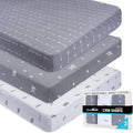 Fitted Unisex Crib Sheets (3 Pack) by GROW WILD - Jersey Knit Cotton Crib Sheets for Boys or Girls, 52” x 28” x 9” Crib Bedding Set (Woodland Gray and White)