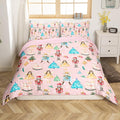 Christmas Nutcracker Decorative Comforter Cover Full Size Cartoon Mouse Soldier Royal Guarder Princess Duvet Cover Xmas Pine Tree Snowflake Bedding Set Gifts for Kids Boys Girls 2 Pillow Cases Pink