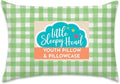 Little Sleepy Head Youth Pillow with Pillowcase 16x22, Soft Jumbo Toddler Pillows, Hypoallergenic Pillow Case - Best Kids Pillows for Sleeping, Perfect Kids Travel Pillows (Gingham Green)