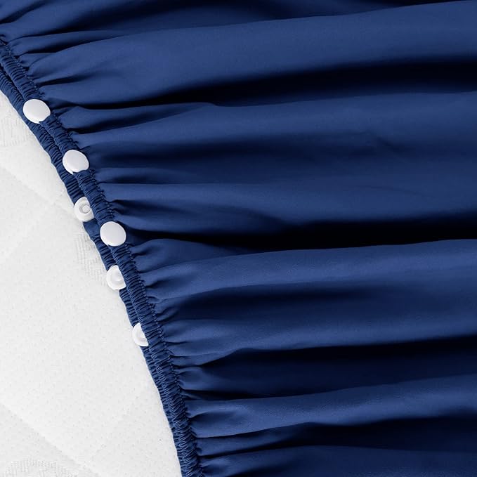 Biloban Crib Bed Skirt Navy 4 Sides Pleated Dust Ruffle Adjustable Fit Standard Crib Toddler Bed Skirts for Baby Boy or Baby Girl Crib Bedding, Navy Blue Crib Skirt Machine Wash