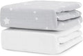 Newton Baby Fitted Crib Sheet (2-Pack) - Ultra Breathable and Soft, Organic Cotton, Fits All Standard Cribs, Stardust Grey & Plain White