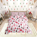 Manfei Pink Xmas Trees Comforter Set Twin Size, Christmas Theme Bedding Set 2pcs for Kids Boys Girls Adults Room Decor, Happy New Year Down Comforter Soft Polyester Quilt Set with 1 Pillowcase