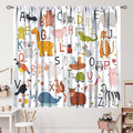Alphabet Kids Learning Curtains Cartoon Animal Baby Boys Child Educational Curtain with Rod Pocket for Bedroom Nursery Home Decor Drapes Window Treatments 2 Panels Set 72" W X 63" L