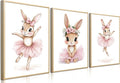 Kusag Baby Girl Nursery Posters Wall Decor, Easter Nursery Canvas Wall Art Paintings Set of 3, Cute Animal Pink Bunny Prints Pictures for Boys and Girls Room, Bedroom, Home Decor 12x16 In Unframed