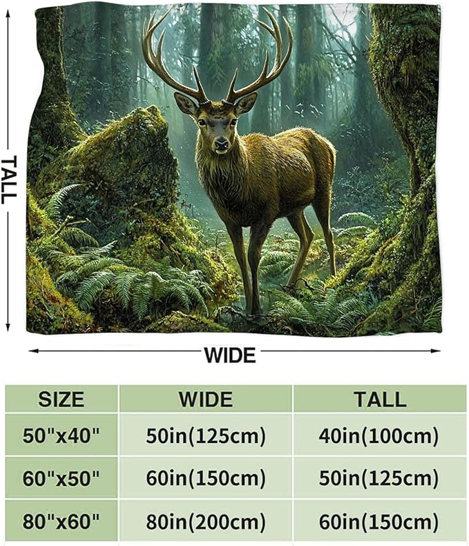Tijuboni Forest Elk Deer Throw Blanket Deer Gifts for Girls Boys Women Men Kids Adults Soft Flannel Fleece Blanket for Couch Sofa Bed Home Decor 60"x80"