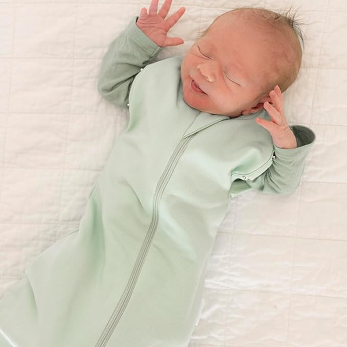 Tiny Twinkle Baby Sleep Sack 3-6 Months 1.0 TOG, Cotton & Elastane Wearable Blanket, Swaddle Transition Micro-Fleece, Machine Washable (Ice Blue)