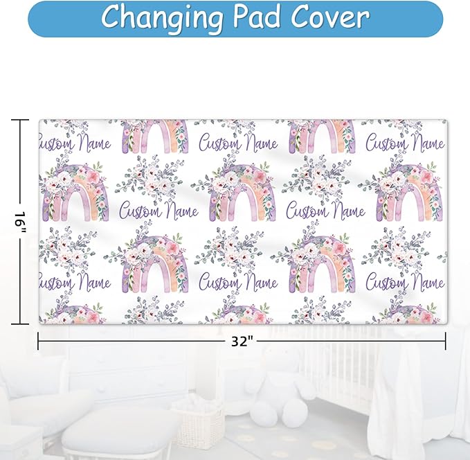 Personalized Crib Bedding Set for Baby Girls Boys, 5 Pcs Rainbow Baby Bedding Crib Sets, Custom Name Baby Crib Set, Newborn, Infant & Toddler Nursery Bedding Set Decor, Customized Gifts