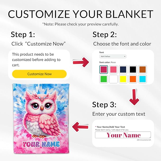 Custom Owl Gifts for Women - Adults Throw Blanket for Girls - 60" x 80" Inches Warm Comfortable Blankets Stuff for Sofa, Chair, Living Room