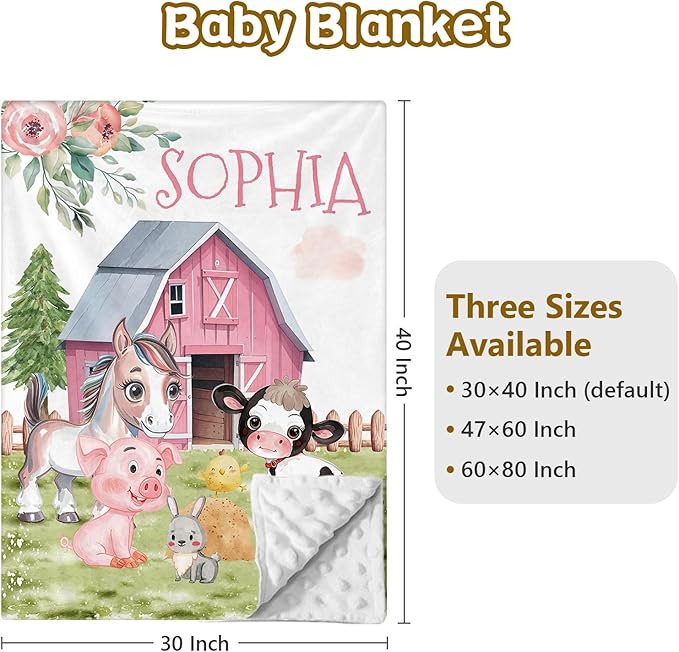 Custom Name Crib Bedding Set, 3 Pcs Personalized Baby Crib Bedding Set, Soft Farm Animals Nursery Crib Sets for Boys Girls, Double Layer Toddler Bedding Set Customized Gifts for Newborn Kids