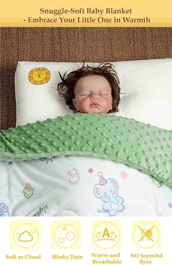 Cuite Pumpkin Baby Toddler Bed Comforter, Down Alternative Toddler Comforter All Season,Quilted Toddler Blanket for Daycare,Baby Crib Quilt for Boys and Girls,(47x 59 Green)