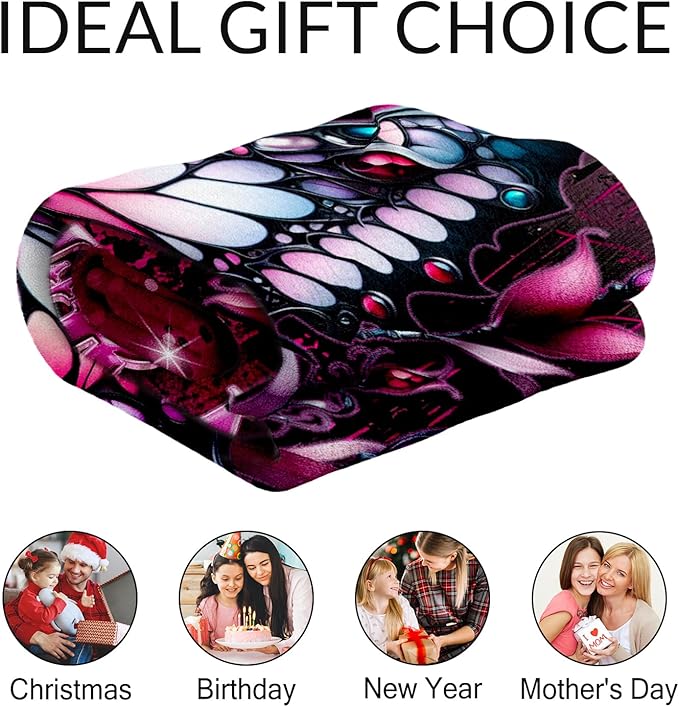Custom Butterfly Blankets for Women - 60" x 80" Adults Throw Blankets for Butterfly Lovers - Soft Plush Girls Throw Stuff for Living Room, Bed